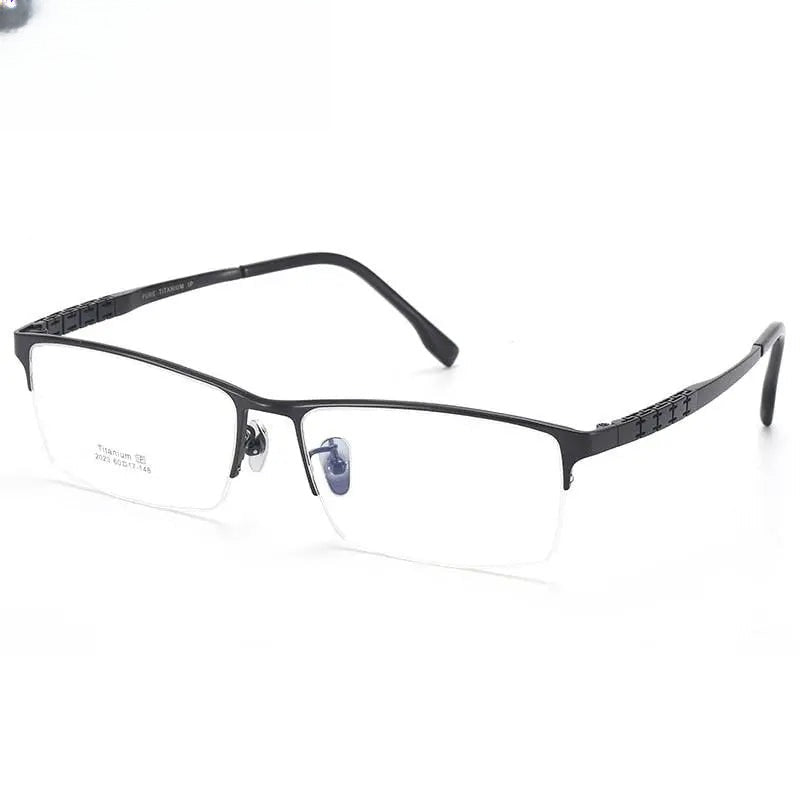 Men's Rectangular Semi-Rimless Titanium Prescription Glasses 2022 — view 9 | Rx Spectacle