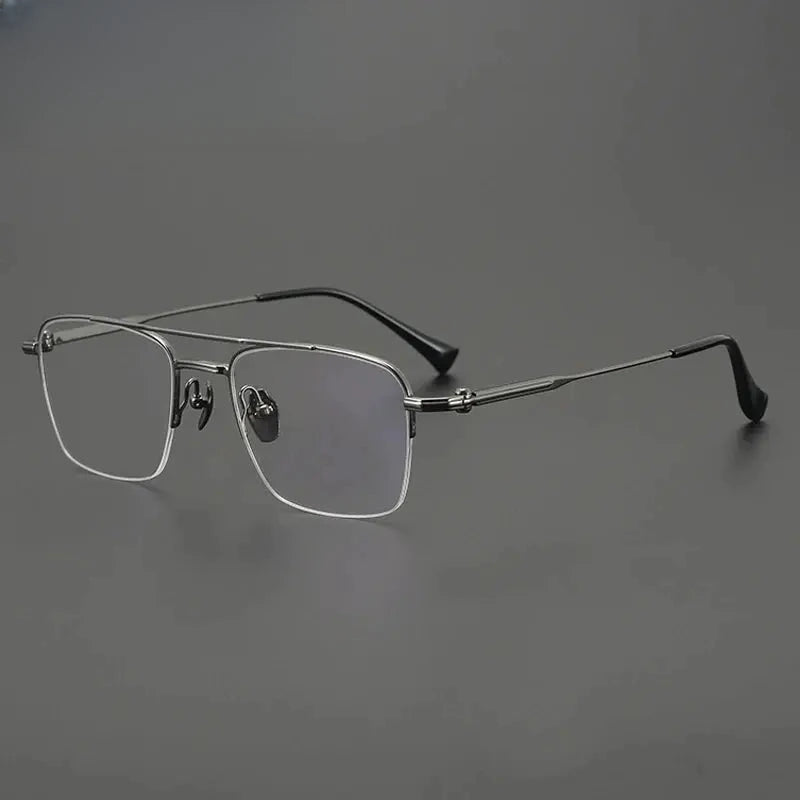 Unisex Square Semi-Rimless Titanium Prescription Glasses G4011 — view 5 | Rx Spectacle