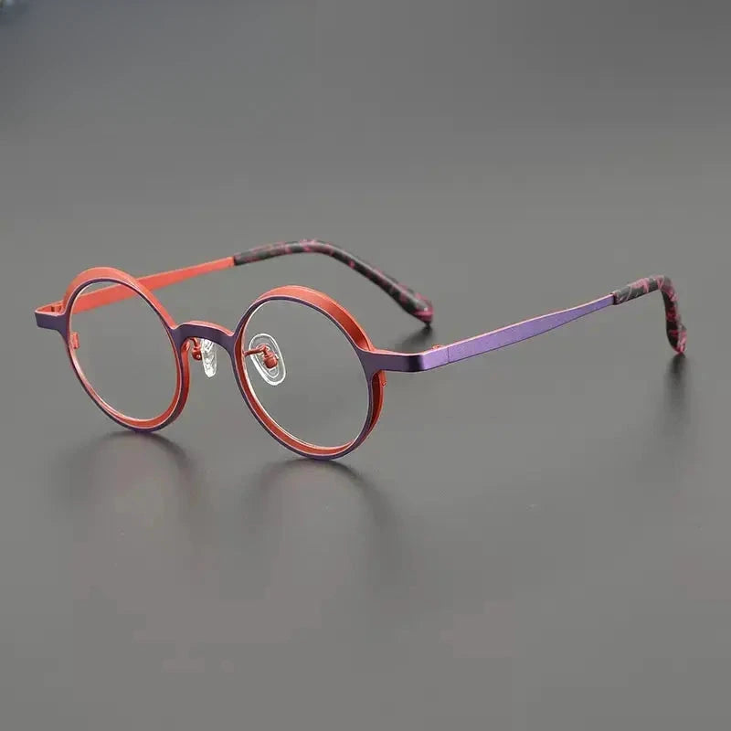 Unisex Round Full Rim Titanium Prescription Glasses Gxyj1024 — view 7 | Rx Spectacle