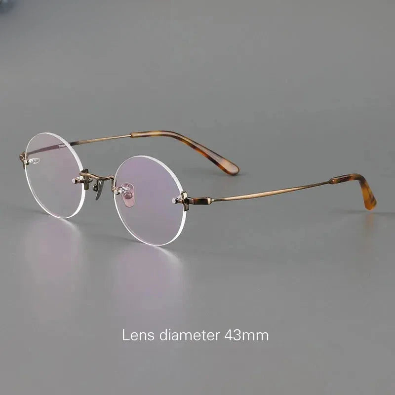 Unisex Round Rimless Titanium Reading Glasses 4643 — view 2 | Rx Spectacle