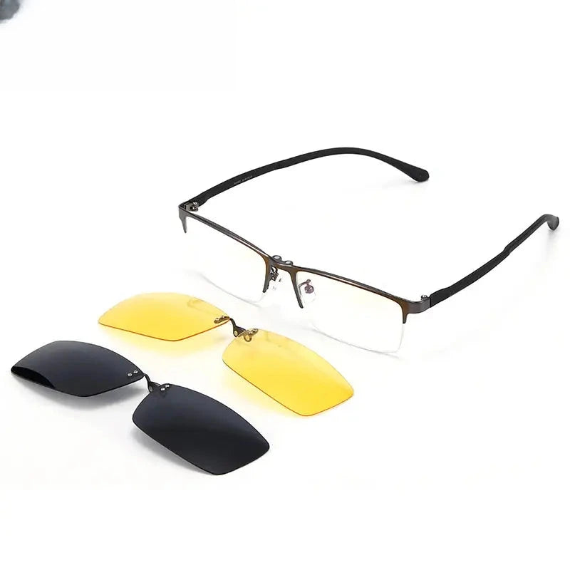 Men's Square Semi-Rimless Stainless Steel Prescription Glasses 926676 — view 1 | Rx Spectacle