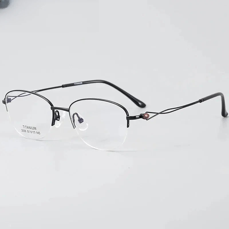 Women's Oval Semi-Rimless Titanium Prescription Glasses 33006 — view 1 | Rx Spectacle