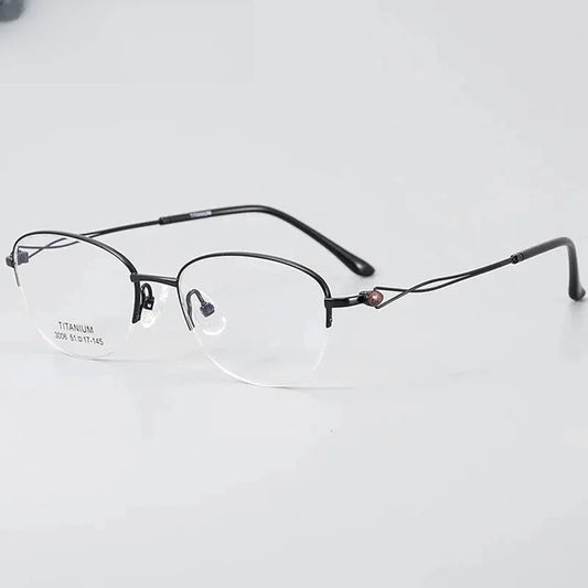 Women's Oval Semi-Rimless Titanium Prescription Glasses 33006 — view 1 | Rx Spectacle