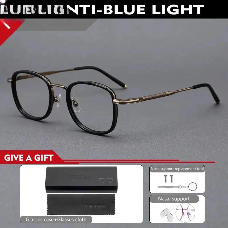 Unisex Square Full Rim Titanium Reading Glasses 10144 — view 4 | Rx Spectacle