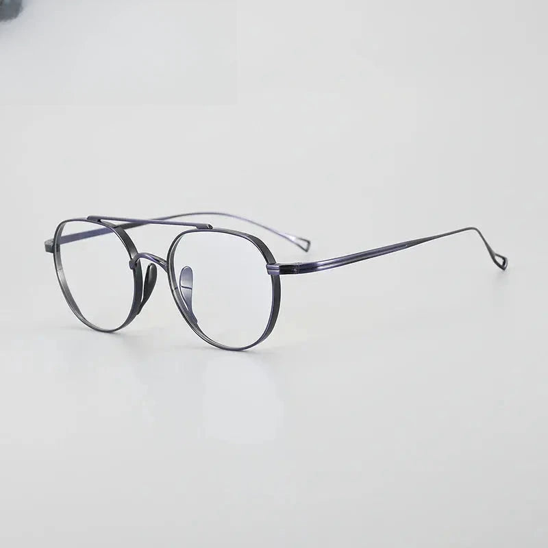 Unisex Polygon Full Rim Titanium Double Bridge Prescription Glasses 1477 — view 11 | Rx Spectacle