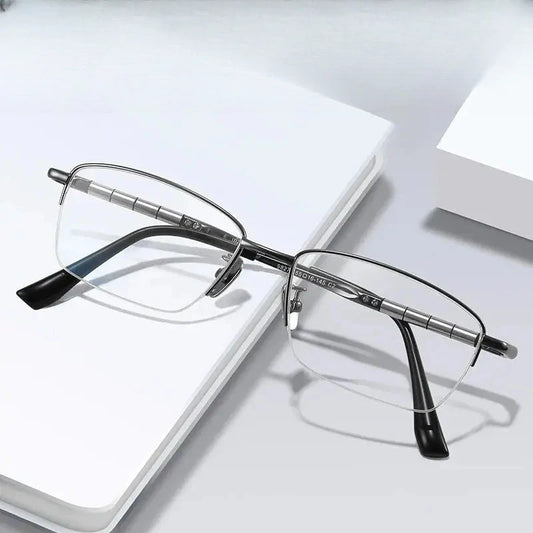 Unisex Square Semi-Rimless Titanium Prescription Glasses 98279 — view 1 | Rx Spectacle