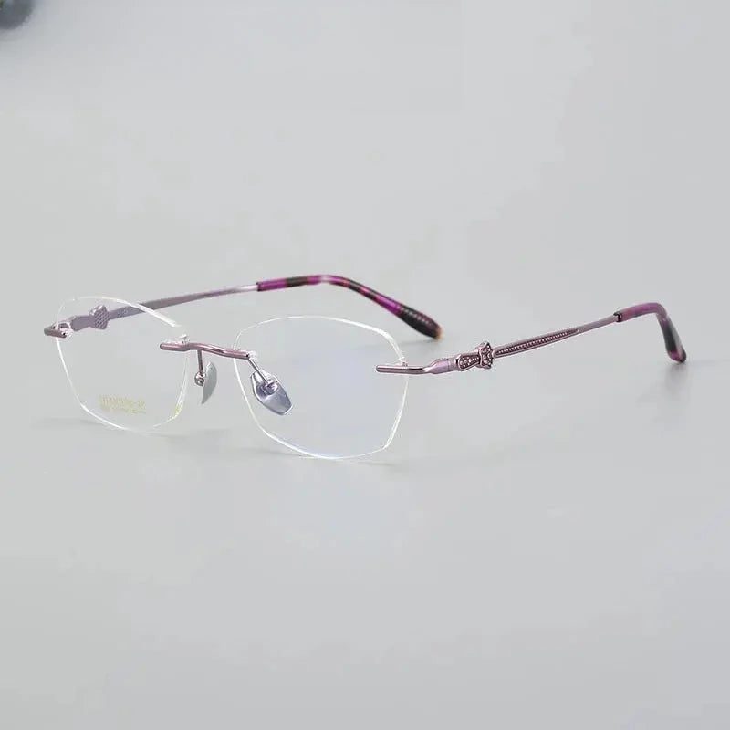 Women's Oval Rimless Titanium Prescription Glasses 69263 — view 10 | Rx Spectacle