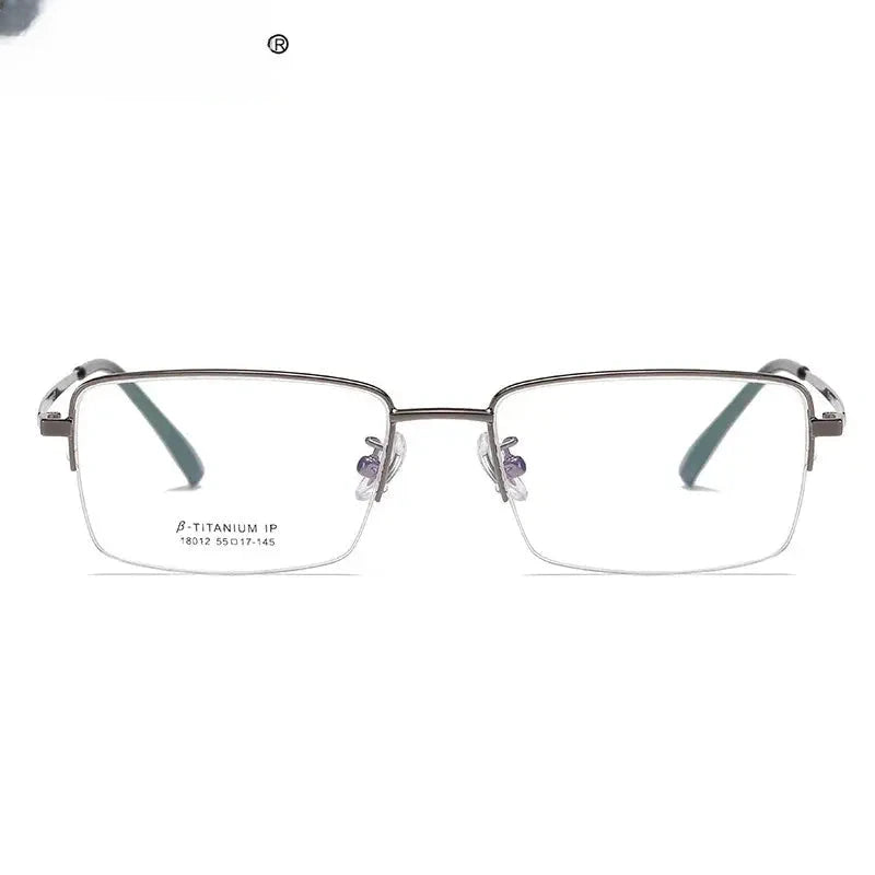 Unisex Square Semi-Rimless Titanium Reading Glasses 18012 — view 1 | Rx Spectacle