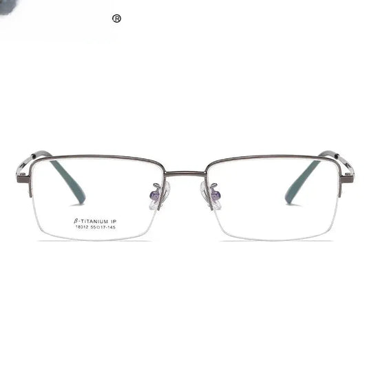 Unisex Square Semi-Rimless Titanium Reading Glasses 18012 — view 1 | Rx Spectacle