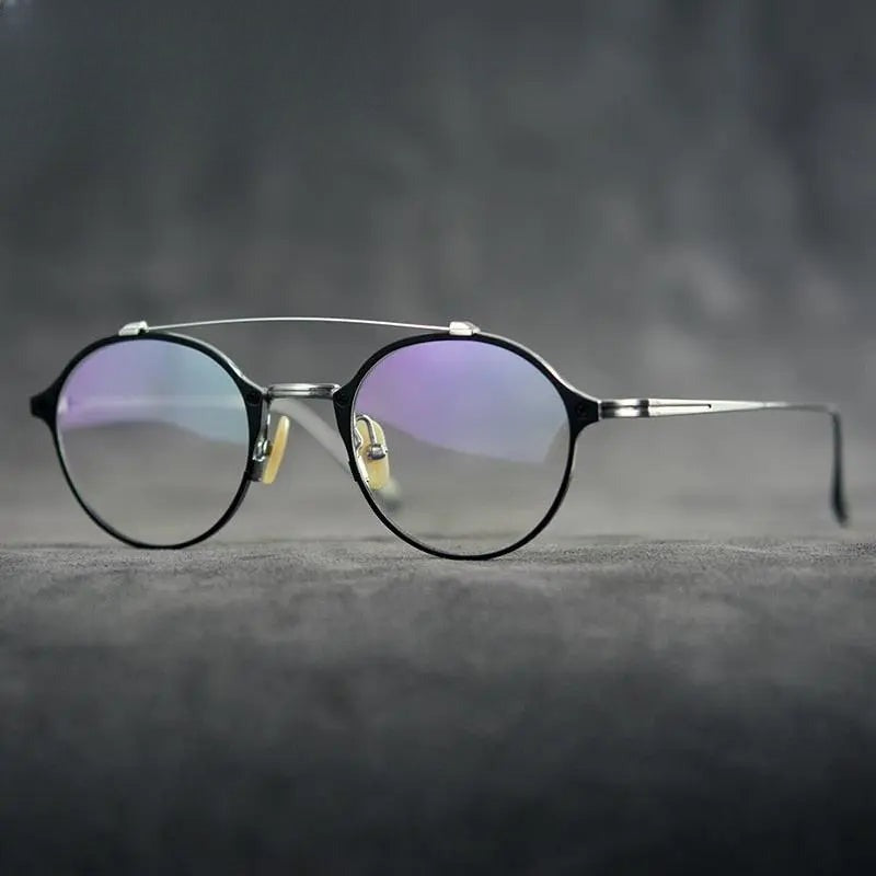 Unisex Round Full Rim Titanium Double Bridge Prescription Glasses Gxyj340 — view 8 | Rx Spectacle