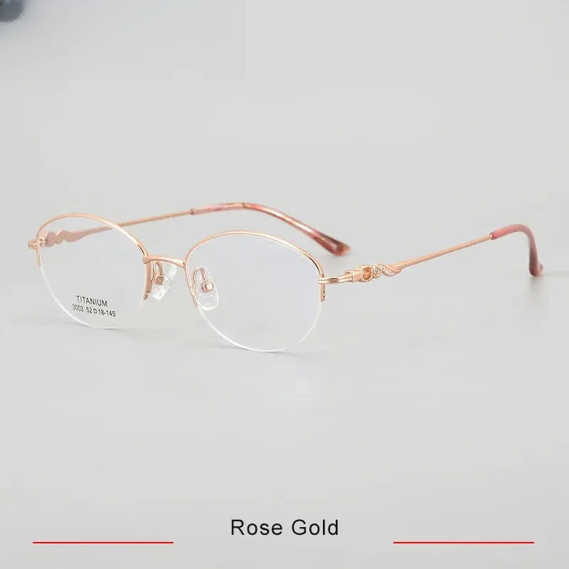 Women's Oval Semi-Rimless Titanium Prescription Glasses 33003 — view 7 | Rx Spectacle