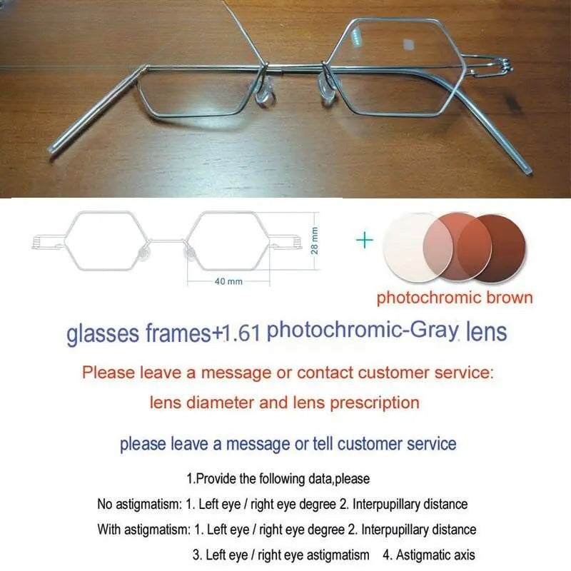 Unisex Polygon Full Rim Stainless Steel Prescription Glasses Y002 — view 6 | Rx Spectacle