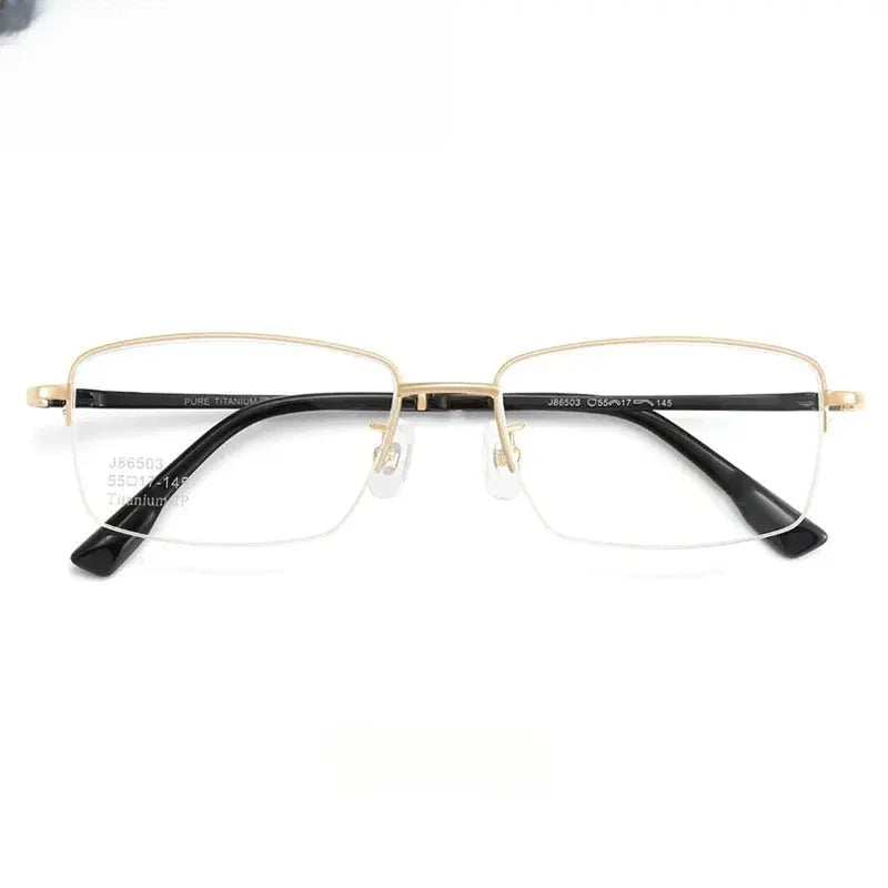 Unisex Square Semi-Rimless Titanium Prescription Glasses 986503 — view 3 | Rx Spectacle