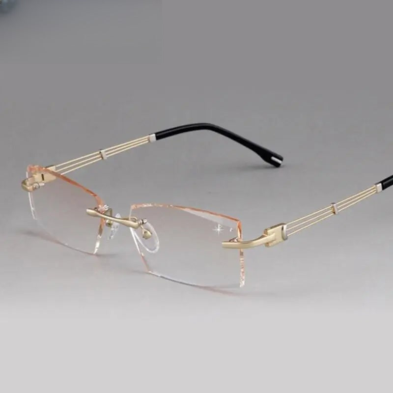 Men's Square Rimless Alloy Prescription Glasses 58128 — view 4 | Rx Spectacle