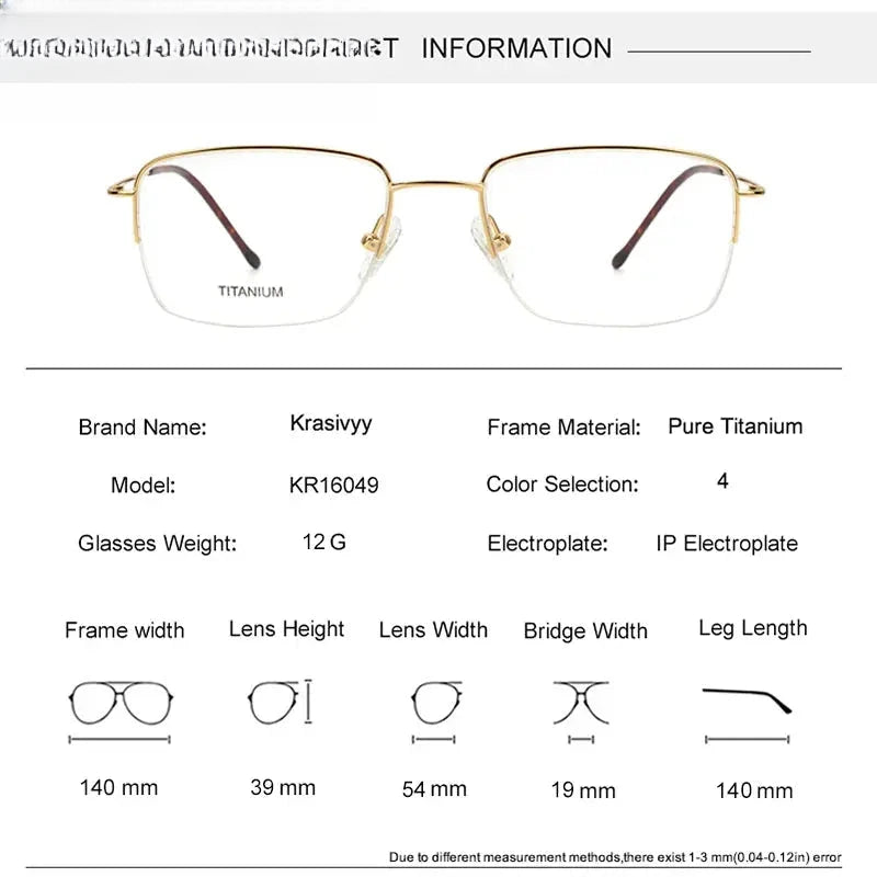 Men's Square Semi-Rimless Titanium Prescription Glasses 16049 — view 2 | Rx Spectacle