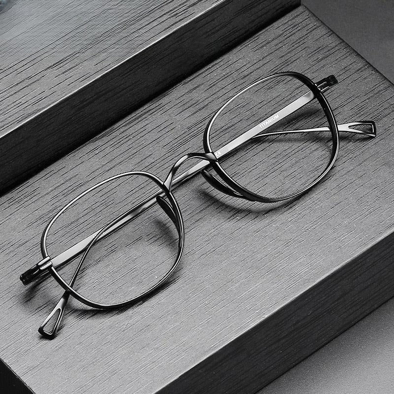Unisex Round Full Rim Titanium Prescription Glasses 10518s — view 1 | Rx Spectacle