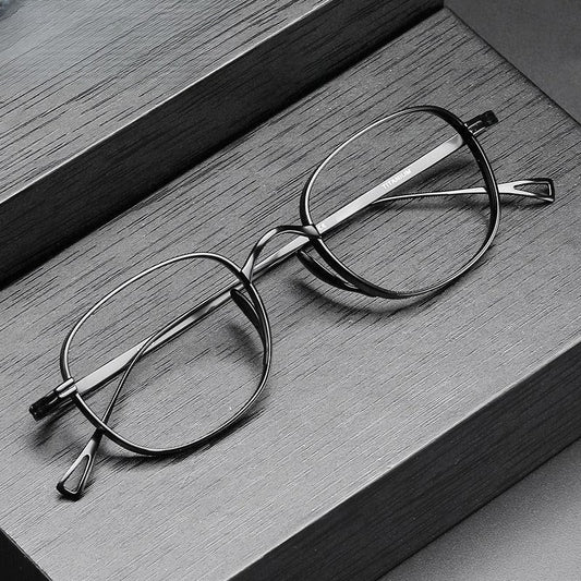 Unisex Round Full Rim Titanium Prescription Glasses 10518s — view 1 | Rx Spectacle