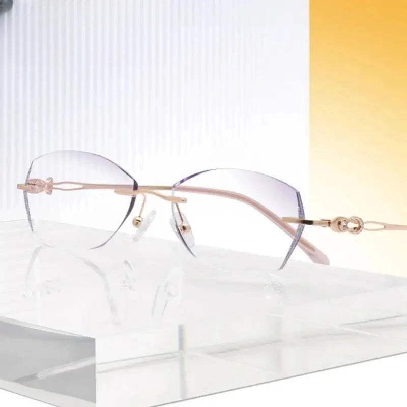 Women's Oval Rimless Titanium Prescription Glasses 698112 — view 1 | Rx Spectacle