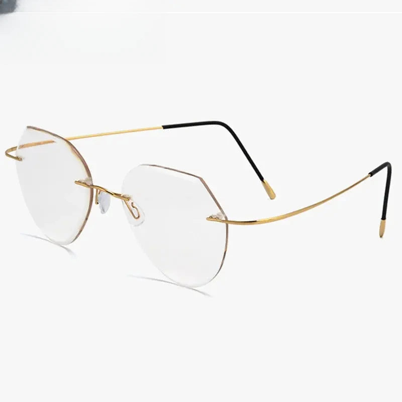 Women's Oval Rimless Titanium Flat Top Prescription Glasses 801876 — view 6 | Rx Spectacle