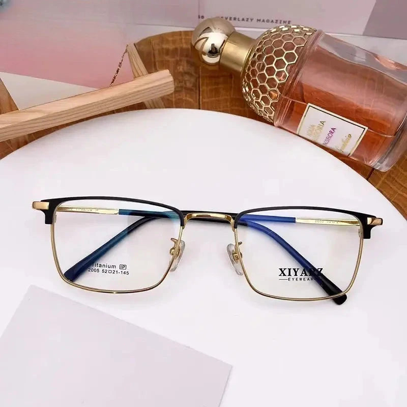 Men's Polygon Full Rim Titanium Oversized Prescription Glasses 32005 — view 4 | Rx Spectacle