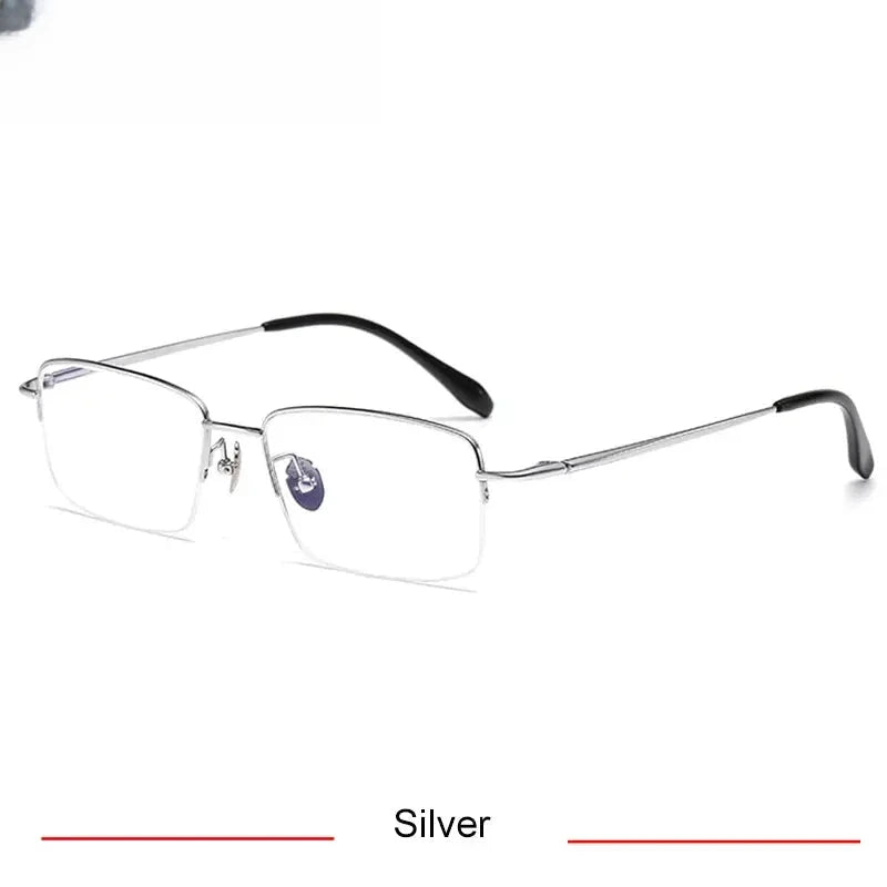 Men's Square Semi-Rimless Titanium Oversized Prescription Glasses 316088 — view 4 | Rx Spectacle