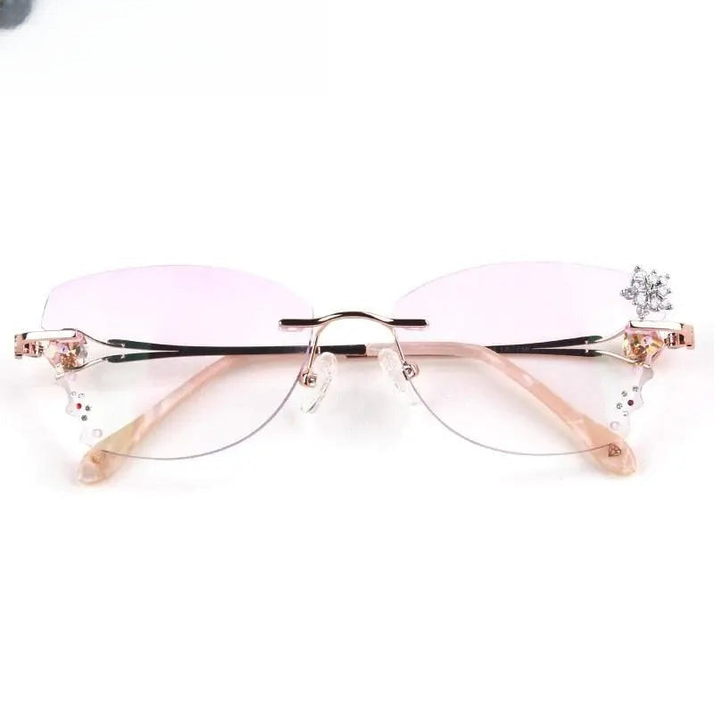 Women's Butterfly Rimless Titanium Prescription Glasses 88301 — view 4 | Rx Spectacle