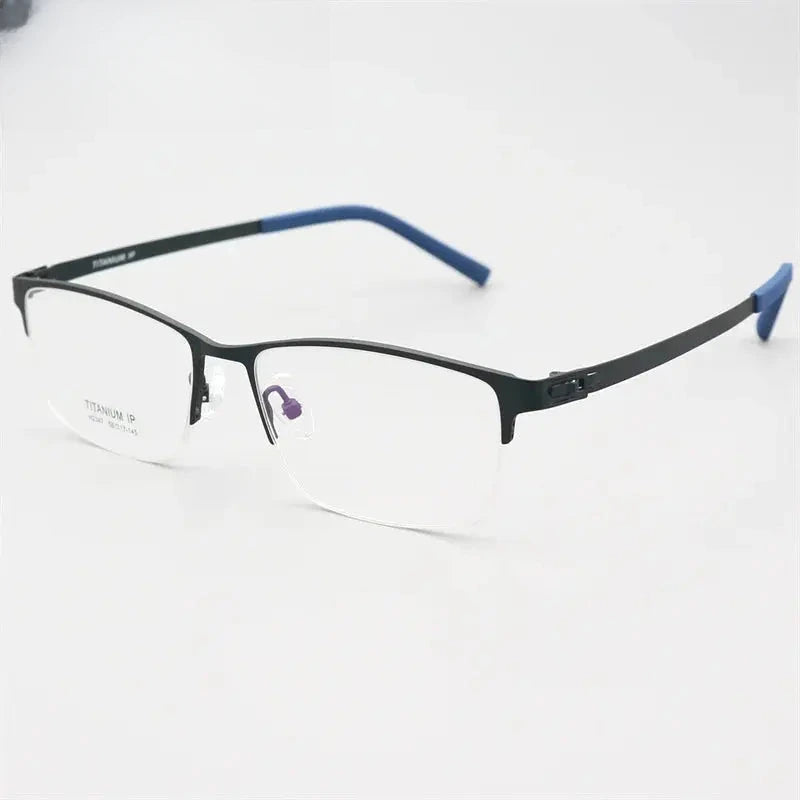 Men's Square Semi-Rimless Titanium Screwless Prescription Glasses 882347 — view 7 | Rx Spectacle