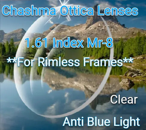 1.61 Index Mr-8 Single Vision Anti Blue Light Clear Lenses — view 1 | Rx Spectacle