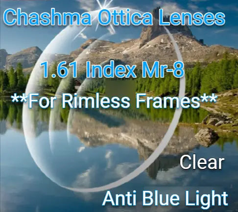 1.61 Index Mr-8 Single Vision Anti Blue Light Clear Lenses — view 1 | Rx Spectacle