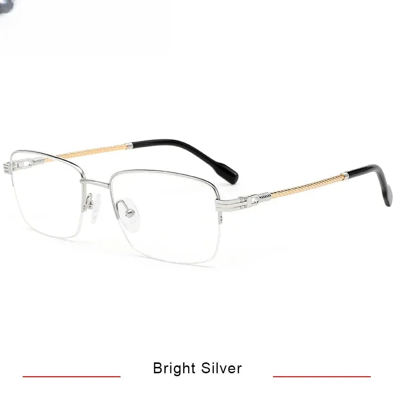 Unisex Square Semi-Rimless Titanium Prescription Glasses 425031 — view 4 | Rx Spectacle