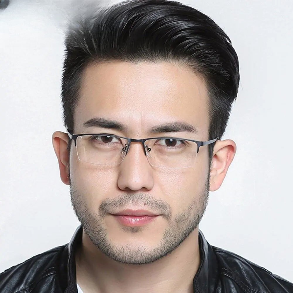 Men's Square Semi-Rimless Alloy Prescription Glasses 2017 — view 5 | Rx Spectacle
