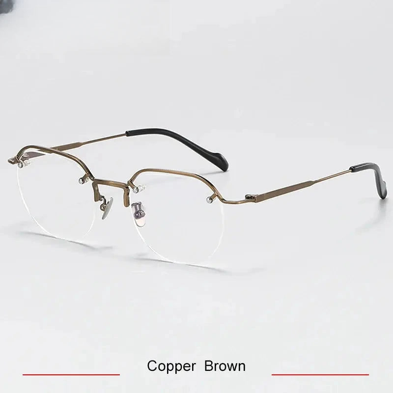 Unisex Square Semi-Rimless Titanium Flat Top Prescription Glasses 94241 — view 5 | Rx Spectacle