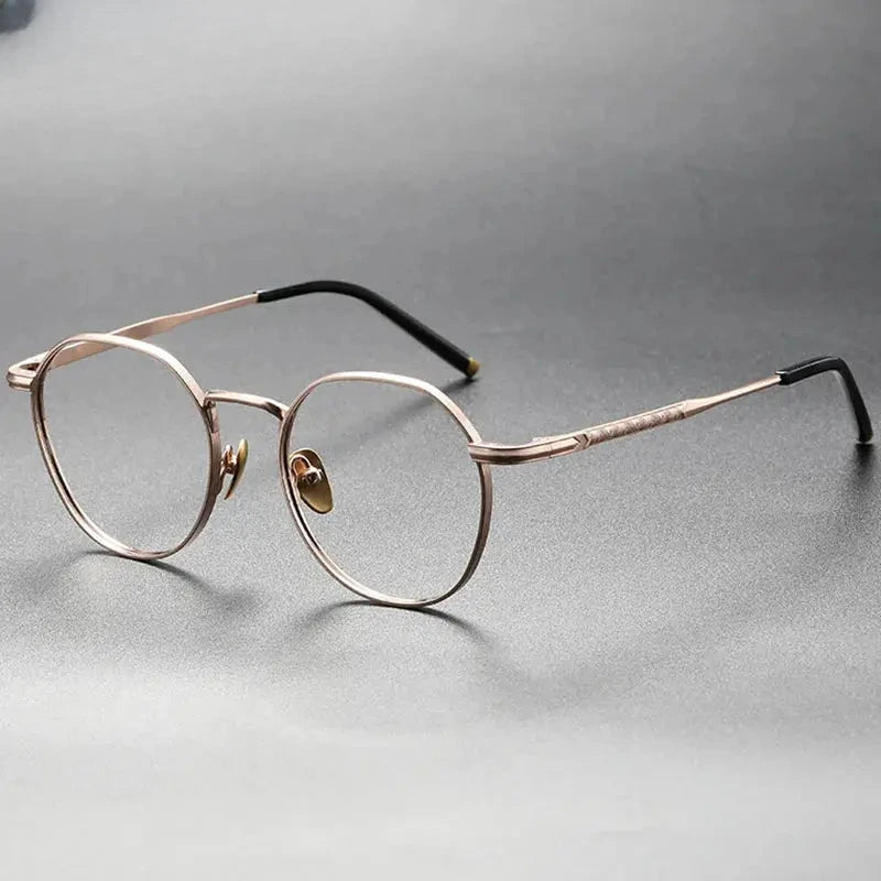 Women's Round Full Rim Titanium Flat Top Prescription Glasses 13877 — view 5 | Rx Spectacle