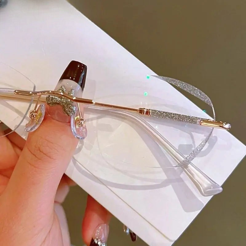 Women's Rectangular Rimless Titanium Prescription Glasses 88606 — view 5 | Rx Spectacle