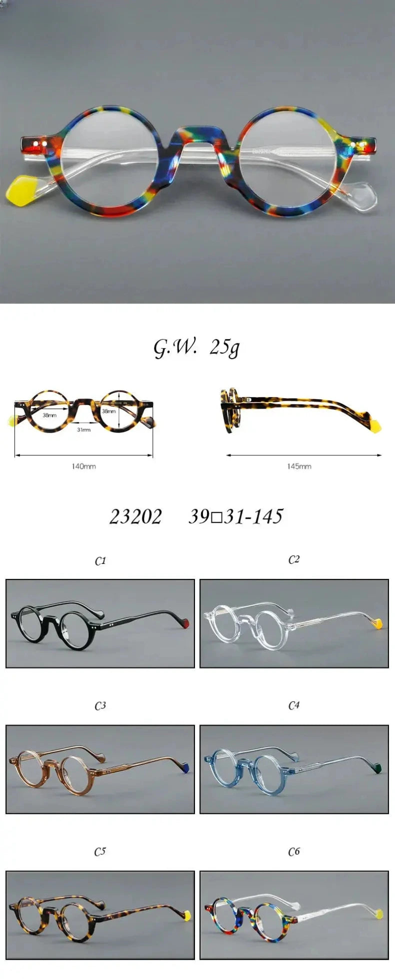 Unisex Round Full Rim Acetate Reading Glasses 623202 — view 2 | Rx Spectacle