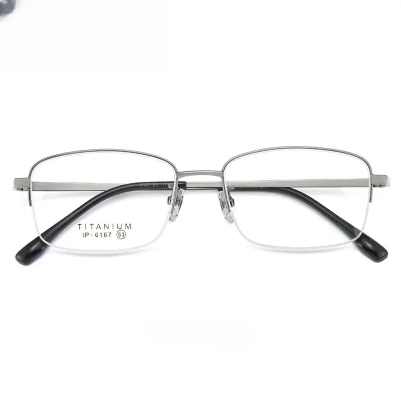 Unisex Square Semi-Rimless Titanium Prescription Glasses 966167 — view 6 | Rx Spectacle