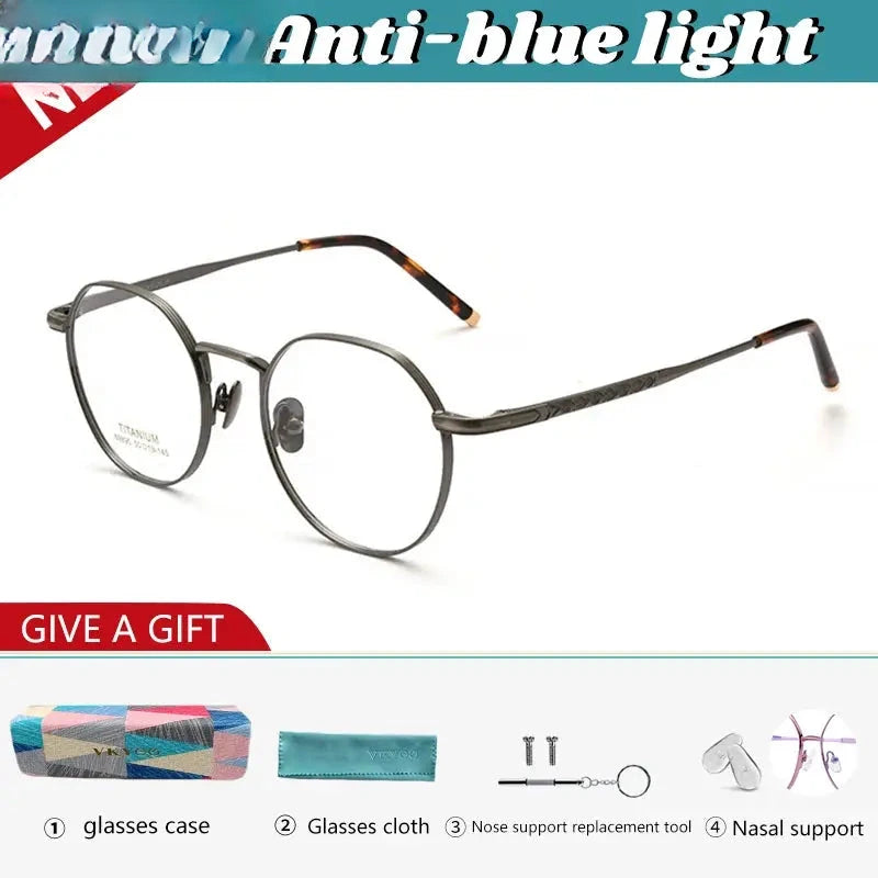 Women's Round Full Rim Titanium Flat Top Reading Glasses 69890 — view 5 | Rx Spectacle