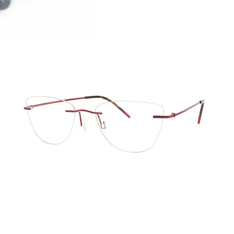 Women's Cat Eye Rimless Titanium Prescription Glasses 889016 — view 4 | Rx Spectacle