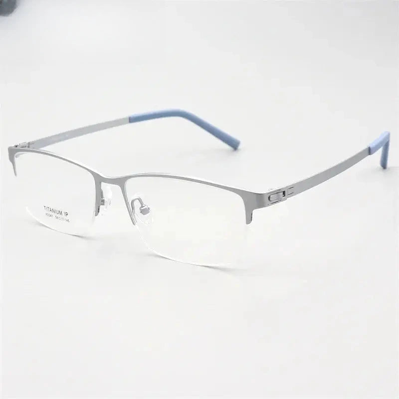 Men's Square Semi-Rimless Titanium Screwless Prescription Glasses 882347 — view 4 | Rx Spectacle