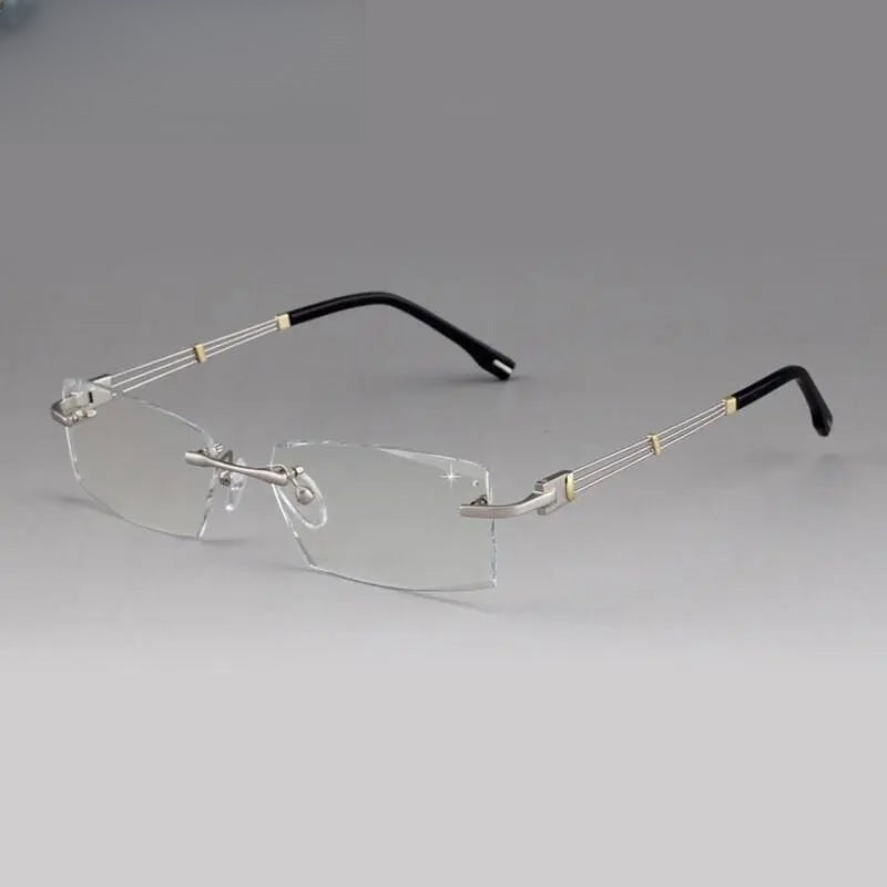 Men's Square Rimless Alloy Prescription Glasses 58128 — view 3 | Rx Spectacle