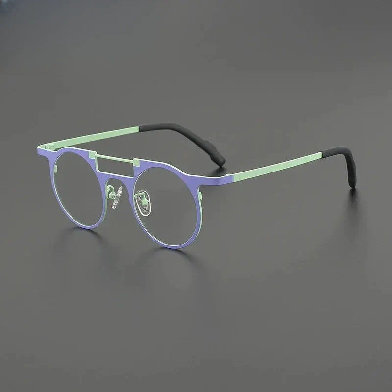 Women's Round Full Rim Titanium Double Bridge Prescription Glasses G85855 — view 4 | Rx Spectacle