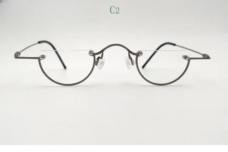 Unisex Round Semi-Rimless Alloy Reading Glasses 71193 — view 7 | Rx Spectacle
