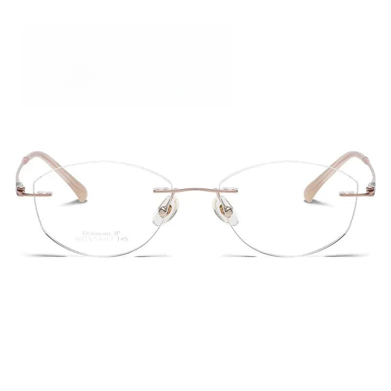 Women's Cat Eye Rimless Titanium Prescription Glasses 6033 — view 1 | Rx Spectacle