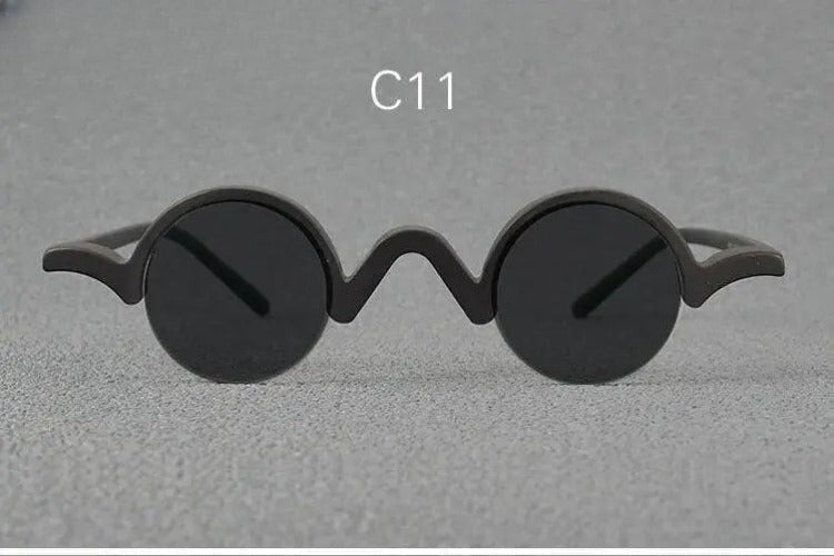 Unisex Round Semi-Rimless Acetate Prescription Glasses — view 17 | Rx Spectacle