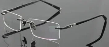 Unisex Square Rimless Titanium Prescription Glasses 58103 — view 4 | Rx Spectacle