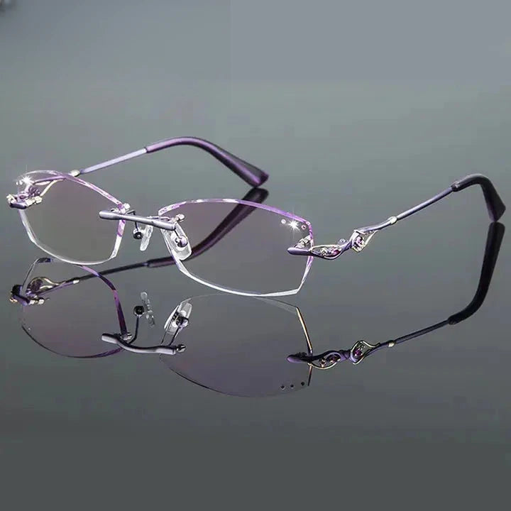 Women's Oval Rimless Titanium Prescription Glasses 80159 — view 5 | Rx Spectacle