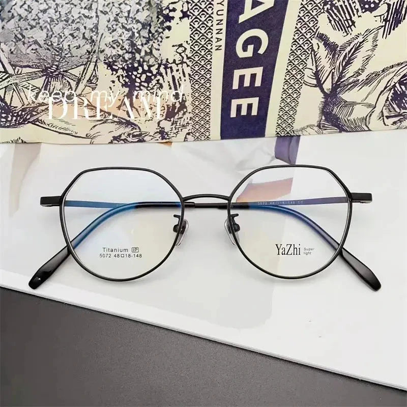 Unisex Oval Full Rim Titanium Flat Top Prescription Glasses — view 3 | Rx Spectacle