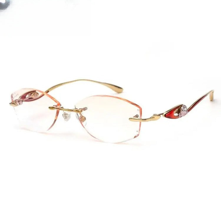 Women's Oval Rimless Titanium Prescription Glasses P208 — view 3 | Rx Spectacle