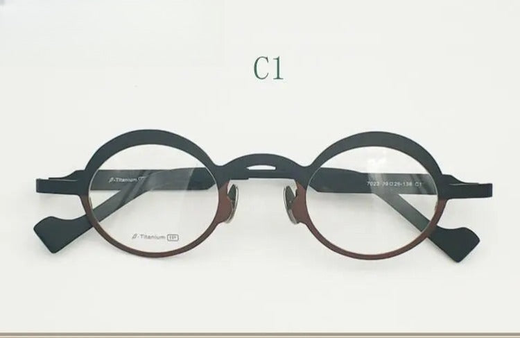 Unisex Round Full Rim Titanium Prescription Glasses 7023 — view 4 | Rx Spectacle