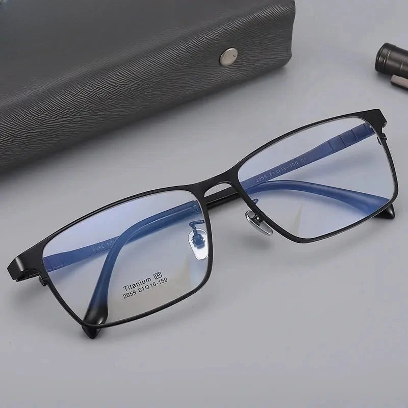 Men's Square Full Rim Titanium Oversized Prescription Glasses 20597 — view 1 | Rx Spectacle